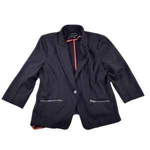 Christian Siriano Women's‎ Large Black Career Office Blazer Polyester Blend
